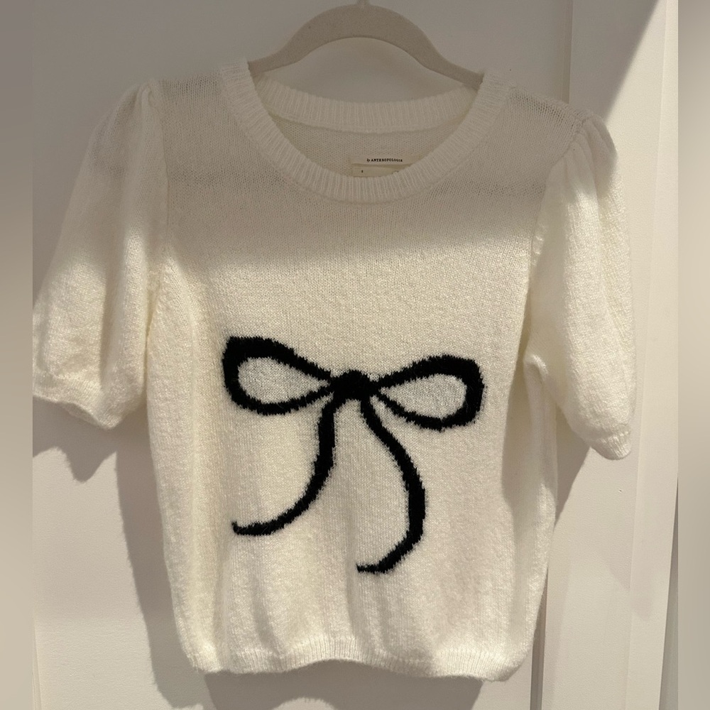 Anthropologie bow short sleeve sweater